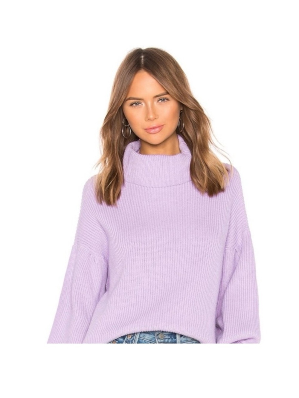 Superdown Frankie Knit Lavender Turtleneck Sweater for Women